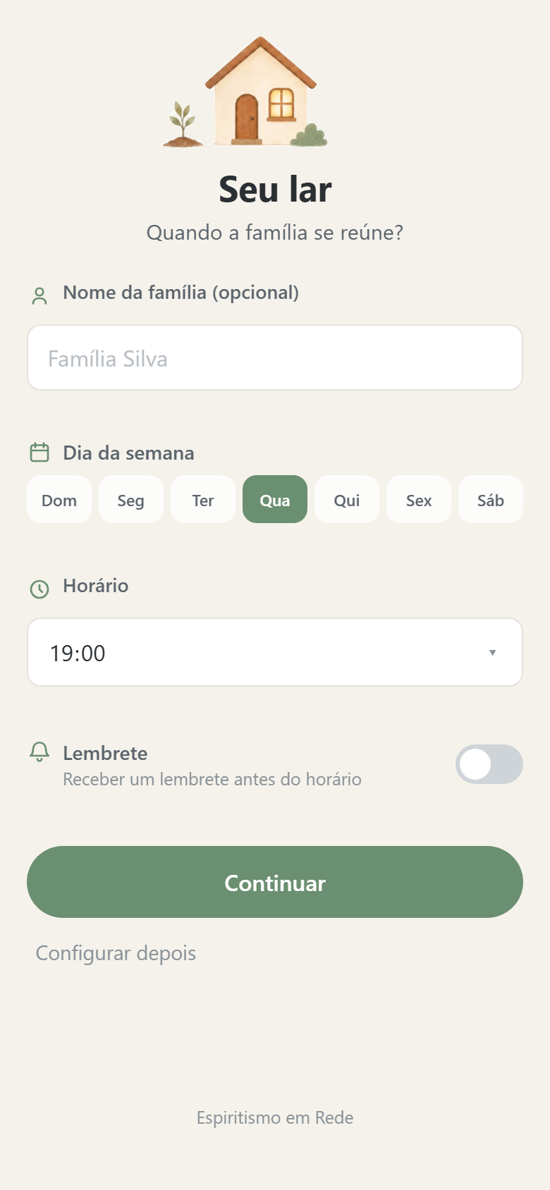 Roteiro da reunião com leitura e prece